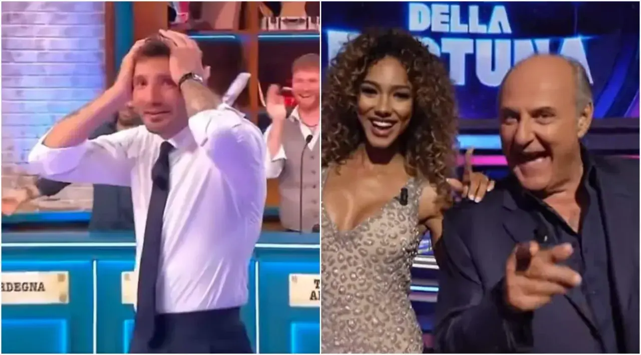 Il cast de La Favorita: un uomo con le mani tra i capelli, una donna sorridente e un uomo che indica.