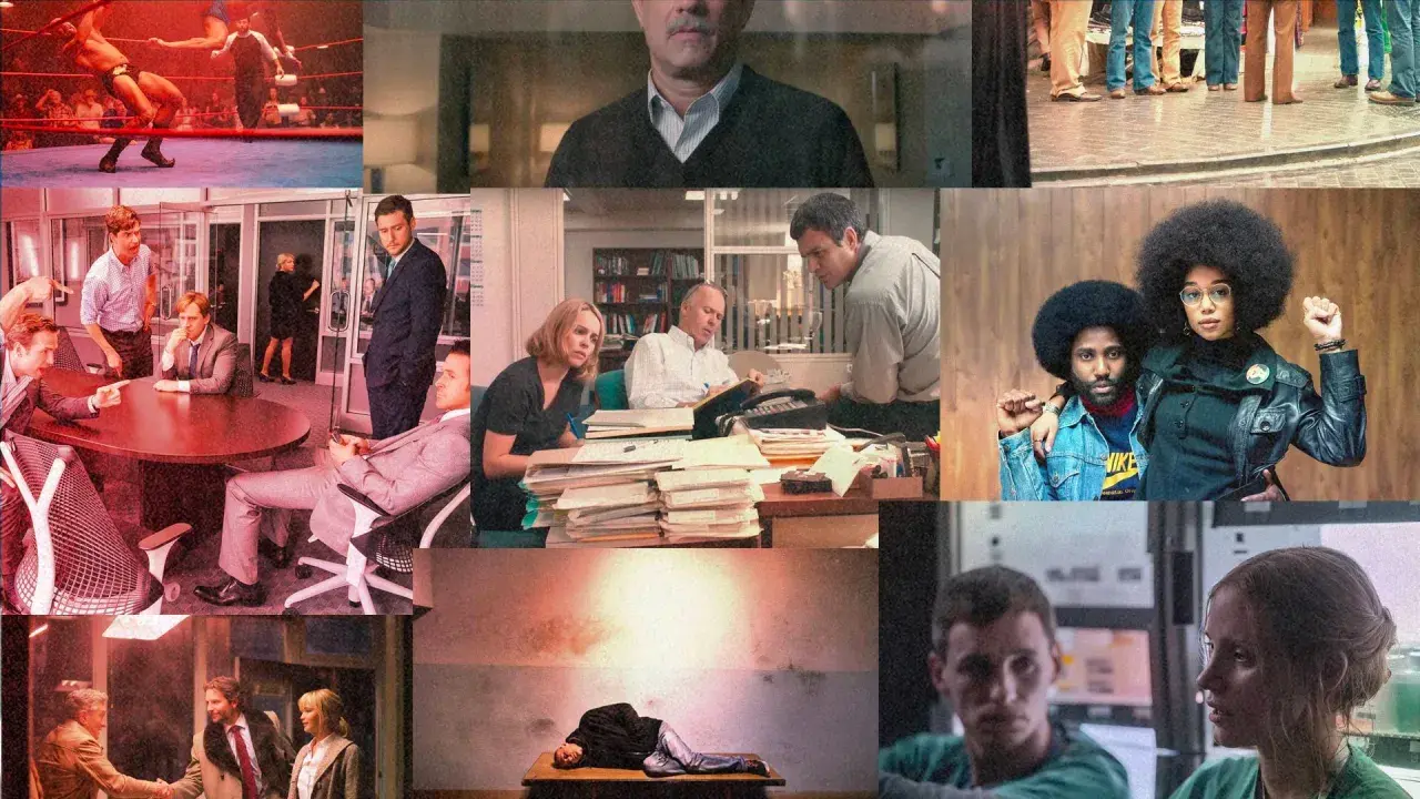Collage di scene da film: wrestler, uomini d'affari, attivisti, medici. Storie vere che ispirano.