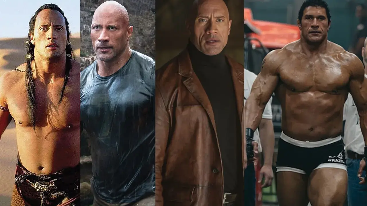 Dwayne Johnson in quattro ruoli iconici: da guerriero antico a protagonista di film d'azione.