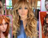 Cinque donne con capelli lunghi e mossi, tutte con una splendida frangia a tendina sfilata che incornicia i volti.