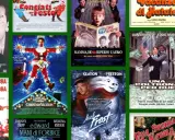 Un collage di locandine di film di Natale, tra cui "Una poltrona per due" e "Natale all'inferno".