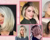 Sei donne con diversi tagli di capelli, tra cui un caschetto lungo scalato, mostrano stili moderni e chic.