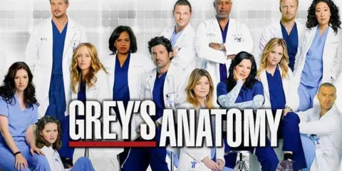Il cast di Grey's Anatomy 22, con medici in camice bianco e blu, pronto per nuove sfide al Seattle Grace Hospital.
