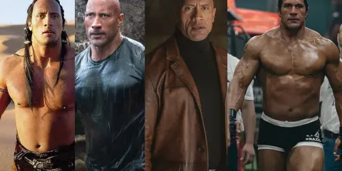 Dwayne Johnson in quattro ruoli iconici: da guerriero antico a protagonista di film d'azione.