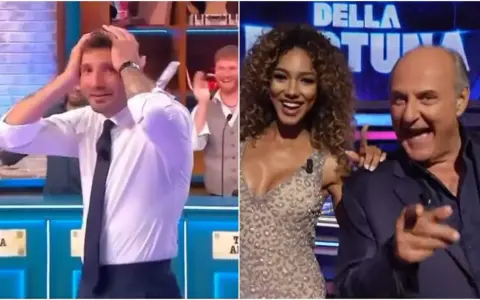 Il cast de La Favorita: un uomo con le mani tra i capelli, una donna sorridente e un uomo che indica.