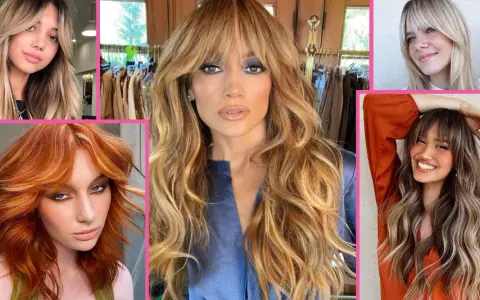 Cinque donne con capelli lunghi e mossi, tutte con una splendida frangia a tendina sfilata che incornicia i volti.