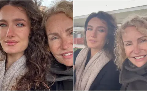 Liala, figlia di Licia Colò, sorride accanto alla madre. Entrambe indossano sciarpe calde.