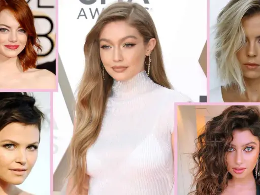 Cinque donne con diversi tagli di capelli. Un'idea per un taglio capelli viso cicciotto è il caschetto mosso o un pixie cut sfilato.